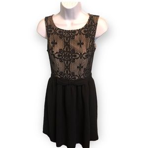 Rewind Black Lace Skater Dress with Bow Detail, S, Homecoming, Party Graduation